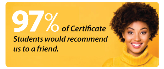 97% of certificate students recommend to a friend